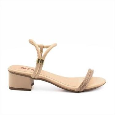 Imagem de Sandália Zatta Salto Bloco Tiras Strass Sarita-Feminino