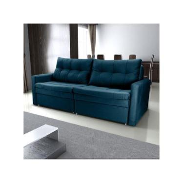 Imagem de Sofá Cama Reclinável 2 Lugares 220Cm Nayla Matrix, Azul, 3 lugares