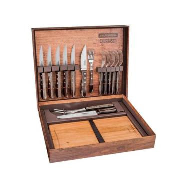 Imagem de Kit Churrasco com Caixa Tramontina 21198/970 15 Peças, Marrom, 15