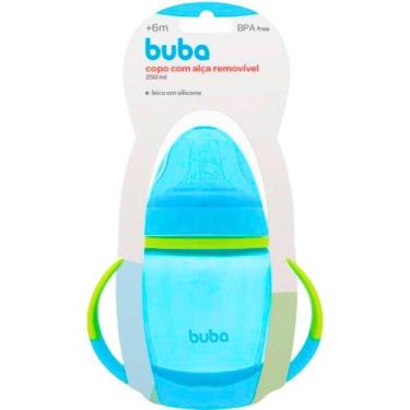 Imagem de Copo Infantil com Alça Removível Bico Silicone Azul 12636 - BUBA