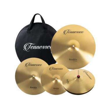 Imagem de KIT PRATO BATERIA ROOKIE 14" 16" 18" 20" C/BAG TENNESSEE BY LIVERPOOL 