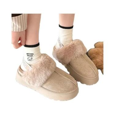 Imagem de Pantufas Femininas De Inverno Em Camurça, Botas De Neve Quentes Para C