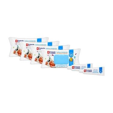Imagem de Kit 4 Toalhas Umedecidas Bebê Aloe Vera e Vitamina E 120 Unidades + 2 