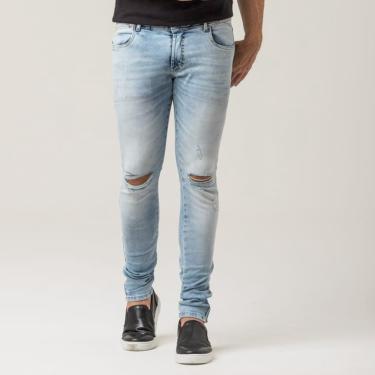Imagem de Calça Jeans Masculina Rasgo no Joelho Super Skinny Fit Zune