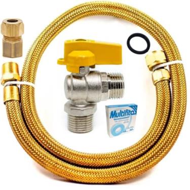 Imagem de Kit Instalação Gás Encanado Mangueira + Registro + Adaptador Tamanho: 2,50 Metro