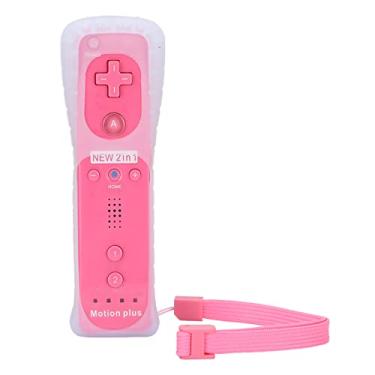 Imagem de Controle de jogo com capa de proteção, função de som vibratória, acessórios de console de jogos com Motion Plus, para Wii e Wii U (rosa)