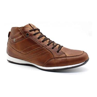 Imagem de Bota Masculina Casual em Couro com Elástico e Ziper Lateral NE-1008 Avela Cor:Laranja;Tamanho:43;Gênero:Masculino