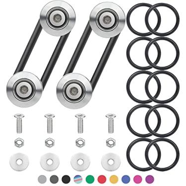 Imagem de Kit de para-choques de liberação rápida, porta-malas de liberação rápida da Mellbree, kit de suportes de para-choques dianteiros e traseiros compatíveis com amortecedor universal de carro (prata 4 abas de liberação rápida com 12 anéis de fixação)