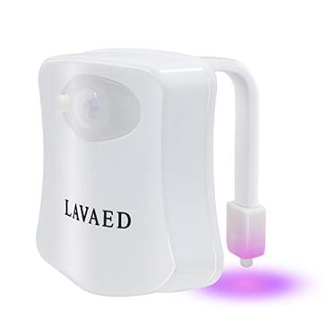 Imagem de LAVAED Sensor de movimento para vaso sanitário, luz noturna para banheiro, sensor de movimento do corpo do banheiro, vaso sanitário, lâmpada de 8 mudanças de cores (1 pacote)