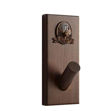 Imagem de KIZQYN Ganchos de casaco gancho de madeira gancho de chave gancho de pendurar na parede criativo gancho de casaco na porta gancho de chave de varanda cabide de parede (cor: latão)