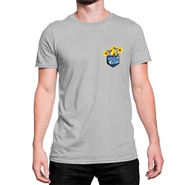 Imagem de Camiseta Estampa de Bolso Girassol Estrelado Van Gogh Cor:Cinza;Tamanho:P