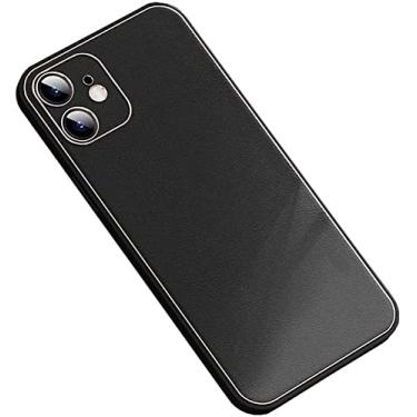 Imagem de IOTUP Capa traseira de telefone de couro, para Apple iPhone 12 (2020) 6,1 polegadas capa de impressão digital ultrafina à prova de choque [proteção de tela e câmera] (Cor: B)