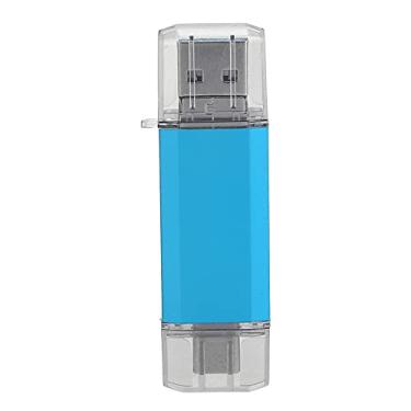Imagem de Pen Drive USB, U Disk 3 em 1 liga de alumínio de alta velocidade azul USB 3.0 Flash Drive para telefones celulares e computadores (64 GB)