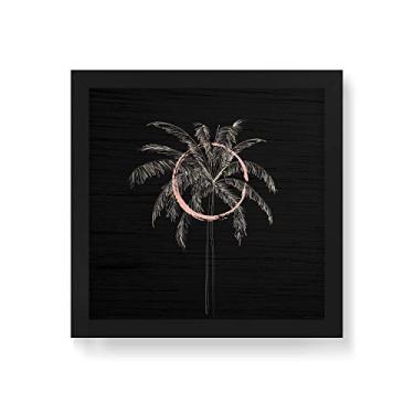 Imagem de Arte Maníacos Quadro Decorativo em Madeira Coqueiro Centro Círculo - 30x30cm (Moldura caixa em laca preta)