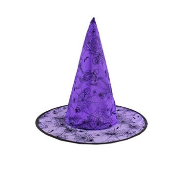 Imagem de Chapéu de bruxa infantil Bestgift chapéu de bruxo fantasia de Halloween chapéu de festa roxo