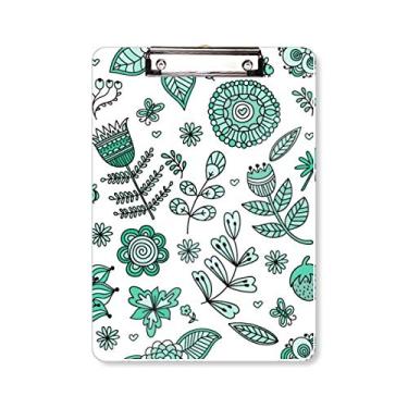 Imagem de Folhas verdes desenho plantas prancheta pasta, bloco de escrita A4