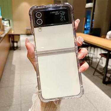 Imagem de Capa transparente luxuosa de cor gradiente para Samsung Z Flip 3 Flip4 ZFlip 4 3 Galaxy Z Flip 3 4 Capa à prova de choque de silicone acrílico, preta, para Samsung Z Flip 3