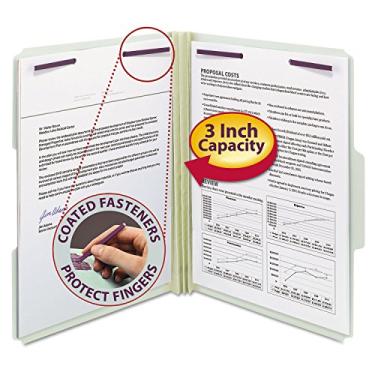 Imagem de Smead 14944 Pasta De Fixação De Expansão De Três Polegadas 13 Guia Superior Carta, Pasta Arquivo Classificadora, Cinza Verde 25Caixa Verde