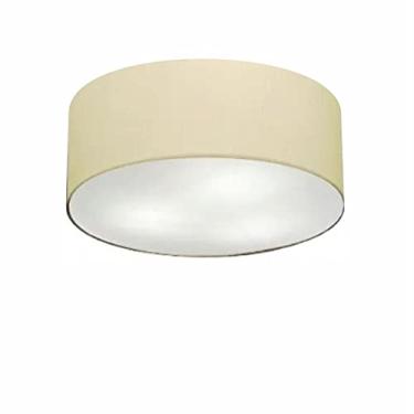 Imagem de Plafon Cilíndrico Cúpula Tecido 40x12 cm, Vivare Iluminação, Plafon3005 LA, Algodão Cru, Médio