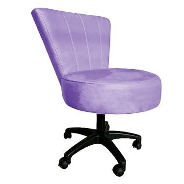 Imagem de Cadeira Mocho Costurado Elegância Veludo Lilás Base Giratória - Pallazio