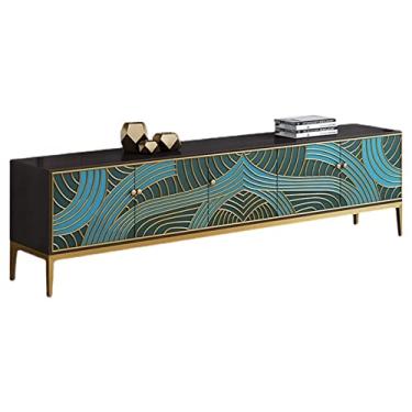 Imagem de WAOCEO Suporte de TV Armário de TV 79 polegadas Suporte de TV Moderno, Suporte de TV de Luxo Centro de Mídia, Mesa de Console de Mídia com Armários de Armazenamento Móveis para Sala de Estar Suportes