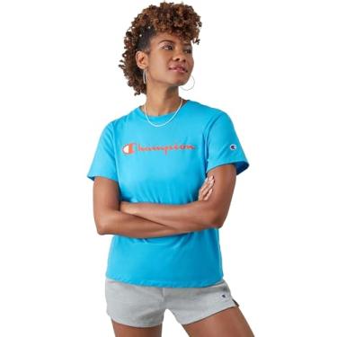 Imagem de Champion Camiseta feminina, camiseta clássica, camiseta confortável para mulheres, Script (tamanho plus size disponível), (Coleção 2024) Cove Blue, P