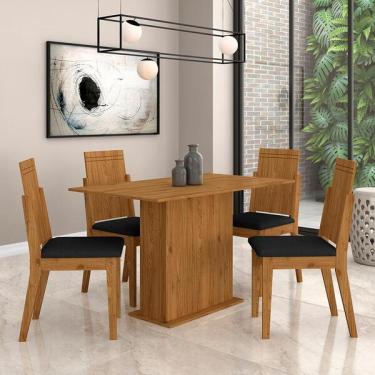 Imagem de Mesa Com 4 Cadeiras Sala De Jantar Grécia Cin/preto - Moveis