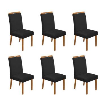 Imagem de Kit 6 Cadeiras De Jantar Madeira Maciça Cerejeira Premium Heloísa Velu