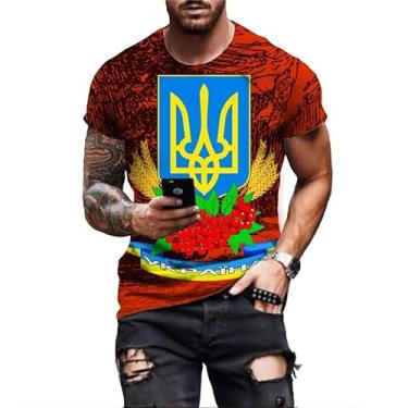 Imagem de Camiseta com bandeira da Ucrânia nova camiseta masculina feminina casal estampa 3D retrô grande esportes urbanos personalidade camiseta, Cinza, 3G