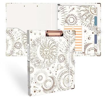 Imagem de Ospelelf Fichário com 3 anéis de 1/2 polegada, fichário fofo para tamanho carta (28 cm x 21,5 cm) com 5 divisórias de abas, etiquetas de pasta de arquivo e pranchetas de perfil baixo, fichário de cartas de tarô para material escolar e material de escritório