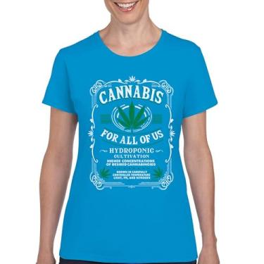 Imagem de Camiseta feminina Cannabis for All 420 Weed Leaf Smoking Marijuana Legalize Pot Funny High Stoner Humor Pothead, Azul claro, GG