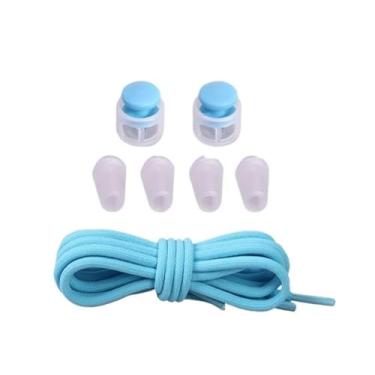 Imagem de Elastic Shoelaces With Lazy Lace Buckle Round Lock No Tie Shoelaces For Kids Rubber Lazy Shoelaces For Sneakers(Color:Pink blue)
