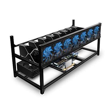 Imagem de Kingwin Estrutura de 8 GPU Miner Rig – Gabinete de mineração de alumínio empilhável premium para mineração de criptografia eficiente, capa de PC de banco de teste.