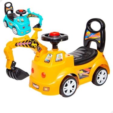 Imagem de Escavadeira de Brinquedo Gigante Trator Retroescavadeira Carrinho Infantil (Amarelo)