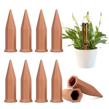 Imagem de VIVOSUN 10 pontas autoirrigáveis, estacas hexagonais de irrigação de terracota de 17 cm, dispositivo de água automática, inserção de plantador para vasos de plantas internas e externas, pacote com 10