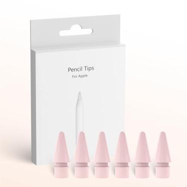 Imagem de JvKzaen Pacote com 6 pontas de substituição para Apple Pencil 1ª/2ª geração, ponta de caneta Apple Pencil durável atualizada de 2ª geração, sem desgaste, ponta fina, ponta de caneta rosa