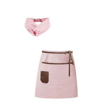 Imagem de Avental de Cintura Rosa e Faixa Confeitaria Spa Couro Marrom