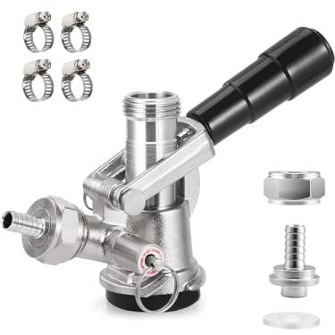 Imagem de Cirwurie Acoplador de barril Sankey Keg Tap D System ID 5/16'' Draft Beer Line (sonda de aço inoxidável 304) G5/8 Nuts Commercial Sankey Kegerator D acoplador com 4 braçadeiras de mangueira