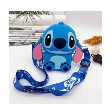 Imagem de Bolsa Infantil Silicone Alça Regulável Mini Bolsinha Lilo Stitch Angel com Ziper Porta...