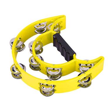 Imagem de Jingles de Fileira Dupla, Instrumento de Percussão de Sino de Pandeiro para Crianças Com Sinos Pequenos Ótimo Presente Musical Proporcionou Uma Excelente Qualidade de Som (Amarelo)