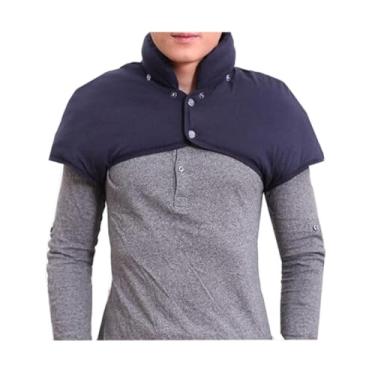 Imagem de Aquecedor de ombro espesso de inverno, capa de colete de ombro para pescoço masculino, envoltório de aquecedores de ombro, azul marinho