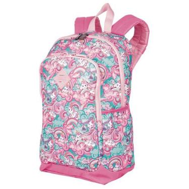 Imagem de Mochila Sestini Faculdade Juvenil Escolar Anti furto Bolsos, Unicornio