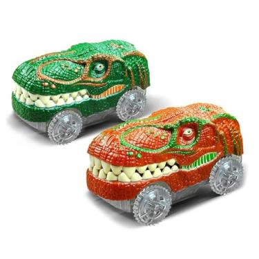 Imagem de Super Pista Carrinhos Dinossauros, Brinquedo Dinossauro Elétrico para Crianças (2 Carro Dino)