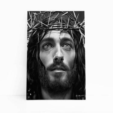 Imagem de Quadro Jesus Cristo Desenho Coroa Espinhos Canvas 60X40Cm - Plimshop