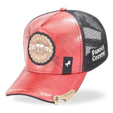 Imagem de Boné Abridor Cerveja De Couro Unissex Lançamento Pampas Country, Verme