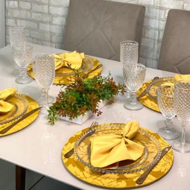 Imagem de Kit Mesa Posta Sousplat Completo Jacquard Promocional Oferta - MILLENI
