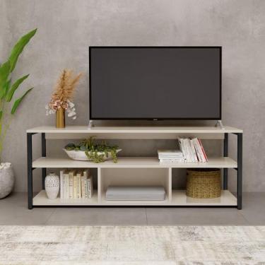 Imagem de Rack Roma Retro Estilo Industrial Com Pés De Ferro Preto - Lcn Moveis,