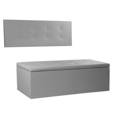 Imagem de Kit Painel e Calçadeira Baú Queen 1,60m Berlim Corano - Pallazio, Cinz