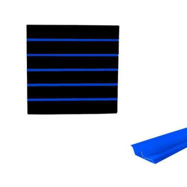 Imagem de Painel Canaletado Preto em Mdf 0,61 x 0,61m com Perfil Pvc Azul - LM B