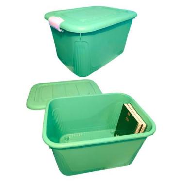 Imagem de Caixa Organizadora 50l Contêiner Com Travas E Rodinhas - Plasnorthon, 